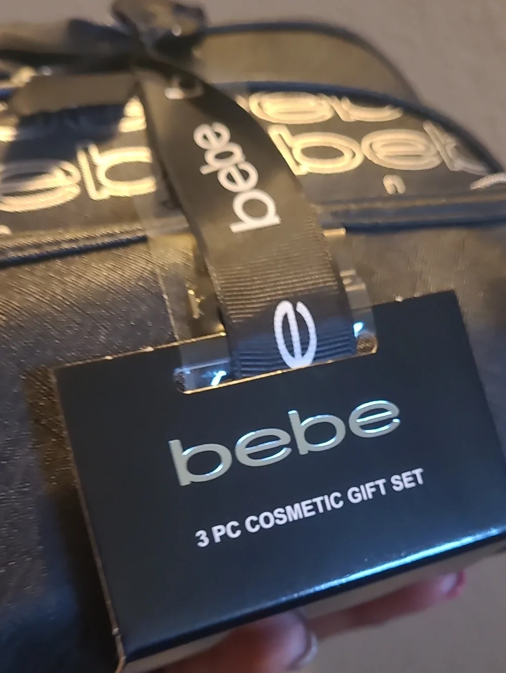 bebe Black Logo Mini Backpack & Cosmetic Pouch Set